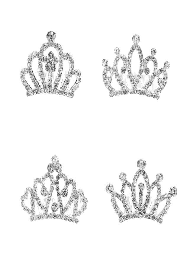 JINYEAH 4pcs Crown with Blingbling Crown Hair Clip, 01-Silver - Image 1
